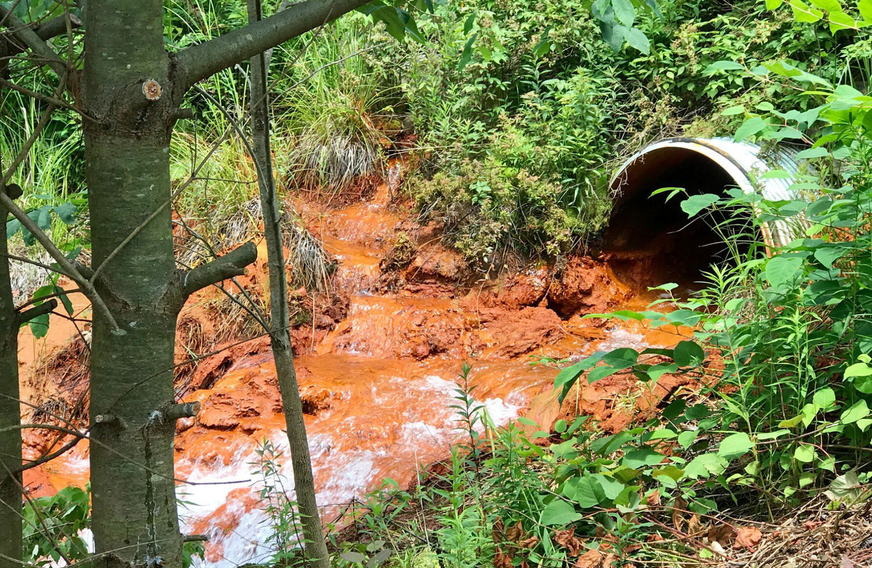 Acid mine drainage from pipe in PA